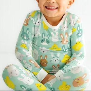 LITTLE SLEEPIES aqua pastel parade bunny 2 piece pajama set 4T Gender Neutral